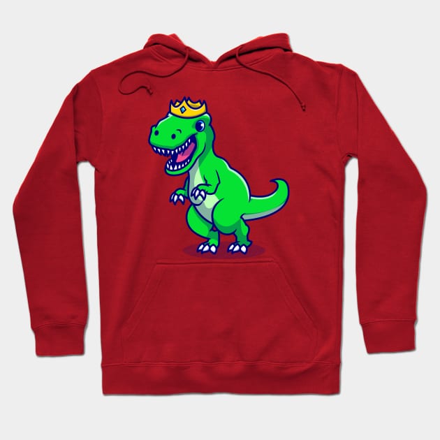 Cute Dino With Crown Cartoon Hoodie by Catalyst Labs